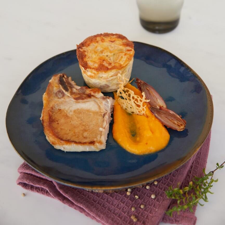 Mon panier de saveurs - Flan rutabaga au comté et sa purée de carottes